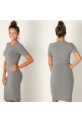 VESTIDO COLCCI CANELADO FEMININO - Cinza VESTIDO COLCCI CANELADO FEMININO - Cinza