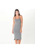 VESTIDO COLCCI MIDI CANELADO FEMININO - Cinza VESTIDO COLCCI MIDI CANELADO FEMININO - Cinza