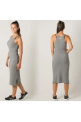 VESTIDO COLCCI MIDI CANELADO FEMININO - Cinza VESTIDO COLCCI MIDI CANELADO FEMININO - Cinza
