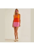 VESTIDO COLCCI RECORTE COLORS SPORT BEACH FEMININO - Laranja/rosa
