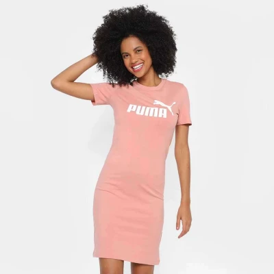 VESTIDO PUMA TEE ESSENTIALS SLIM FEMININO - Rosa VESTIDO PUMA TEE ESSENTIALS SLIM FEMININO - Rosa